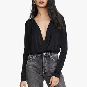 Free people turnt thong Black Deep V-Neck bodysuit